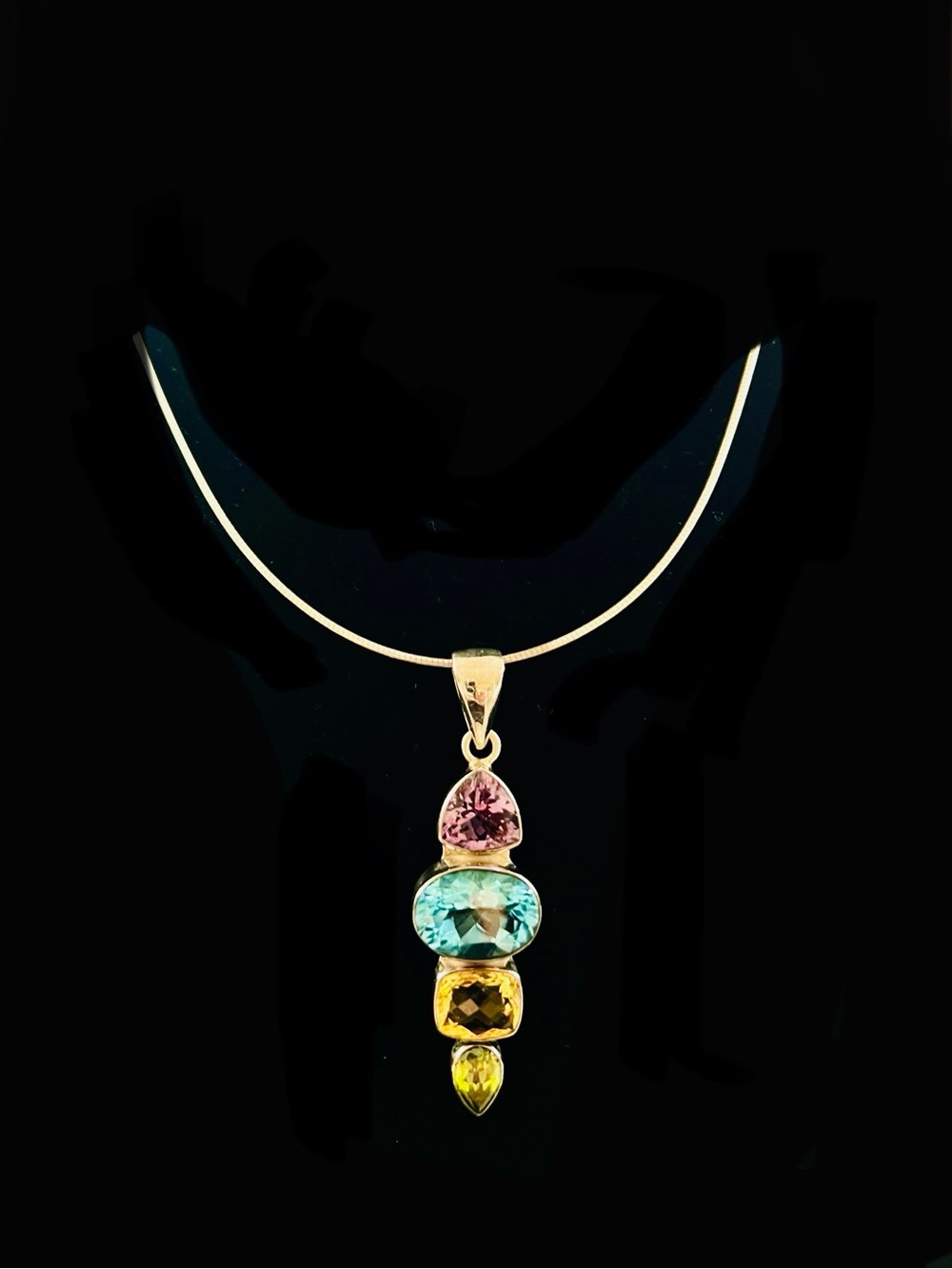 Vintage Alessi Italy Sterling Silver Gemstone Signed Necklace, Great Condition